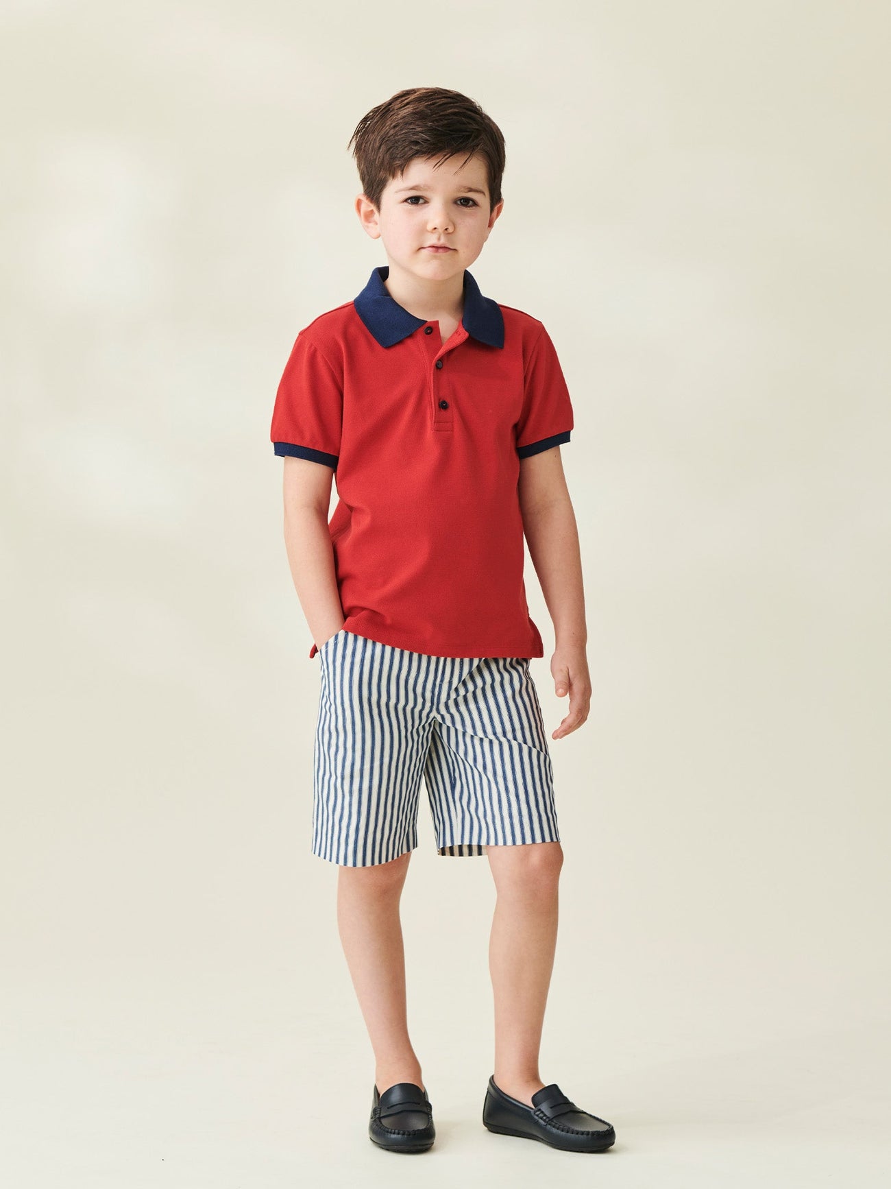 Blue Stripe Romo Boy Cotton Shorts