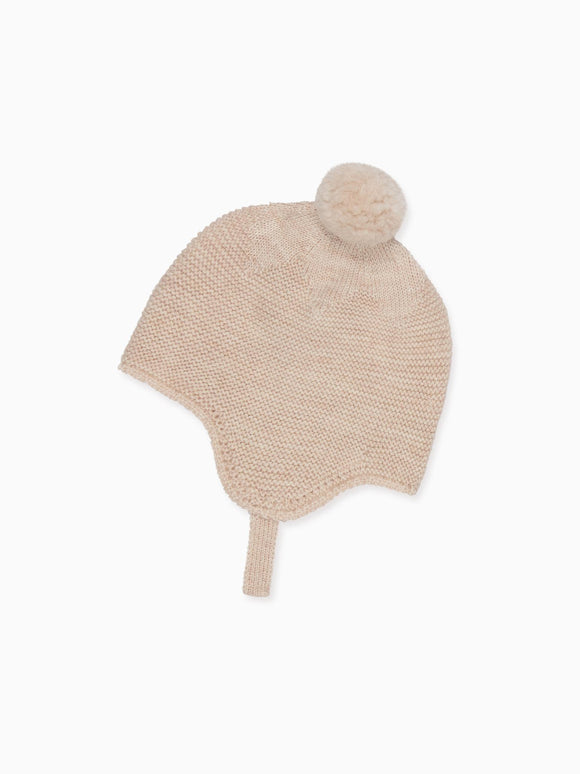 Oatmeal Renta Merino Baby Knitted Bonnet