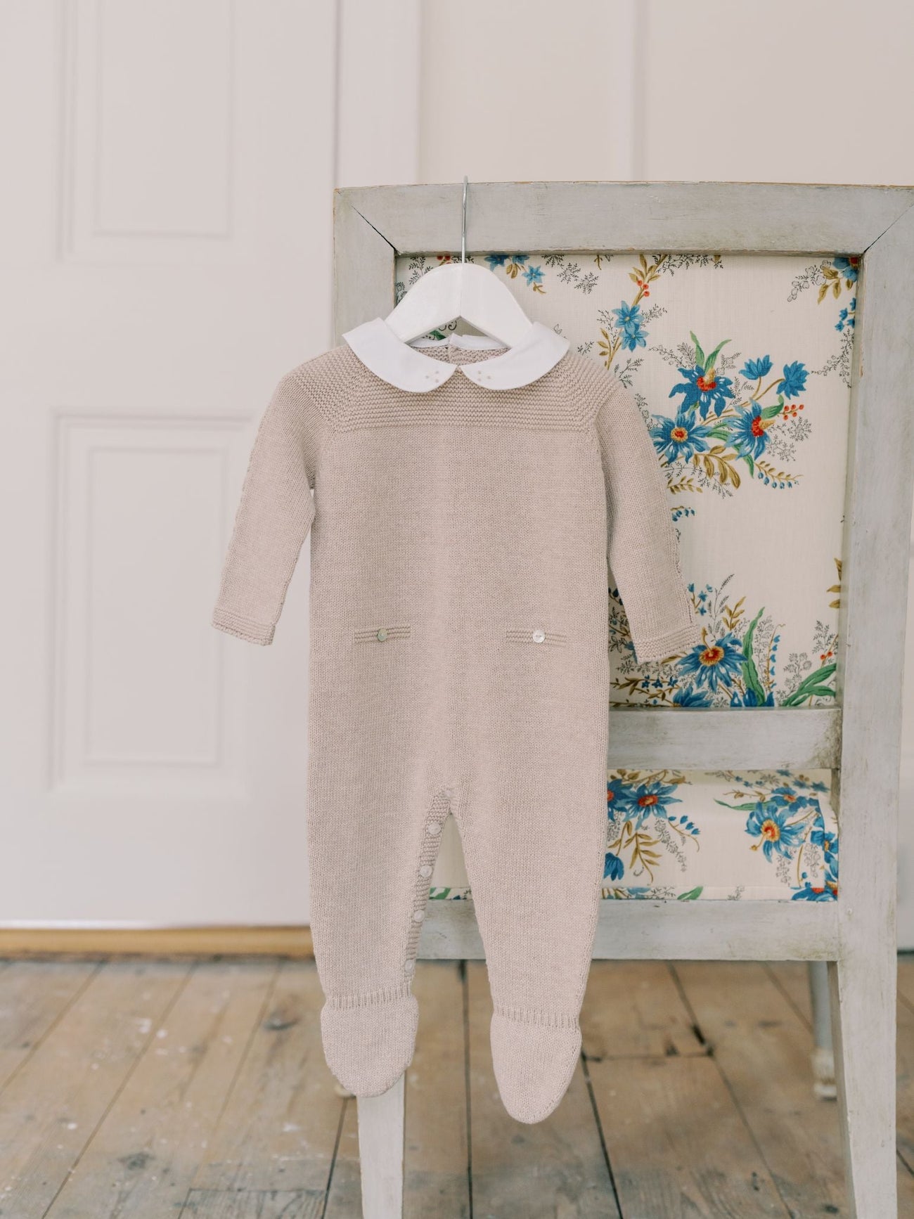 Taupe Reyes Cotton Baby Knitted Playsuit