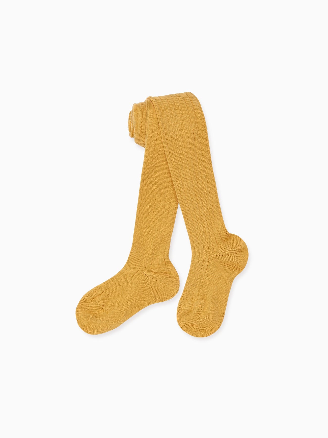 Mustard Ribbed Kids Tights