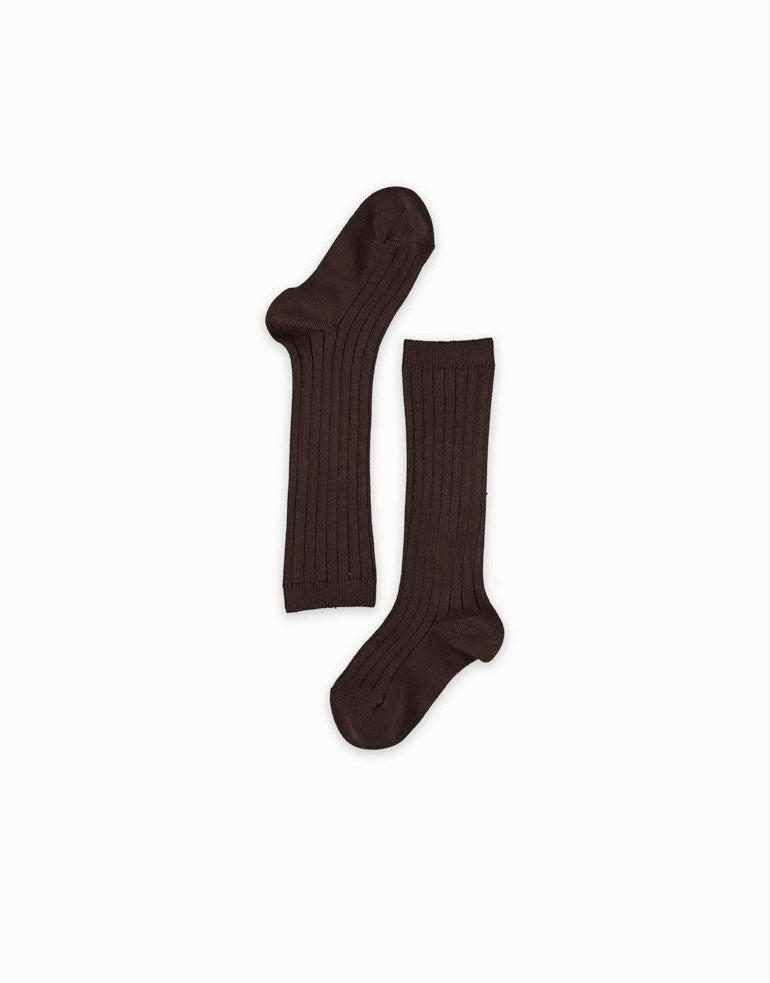 Chocolate Brown Ribbed Knee High Kids Socks – La Coqueta Kids