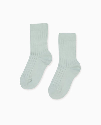Pale Green Ribbed Short Kids Socks