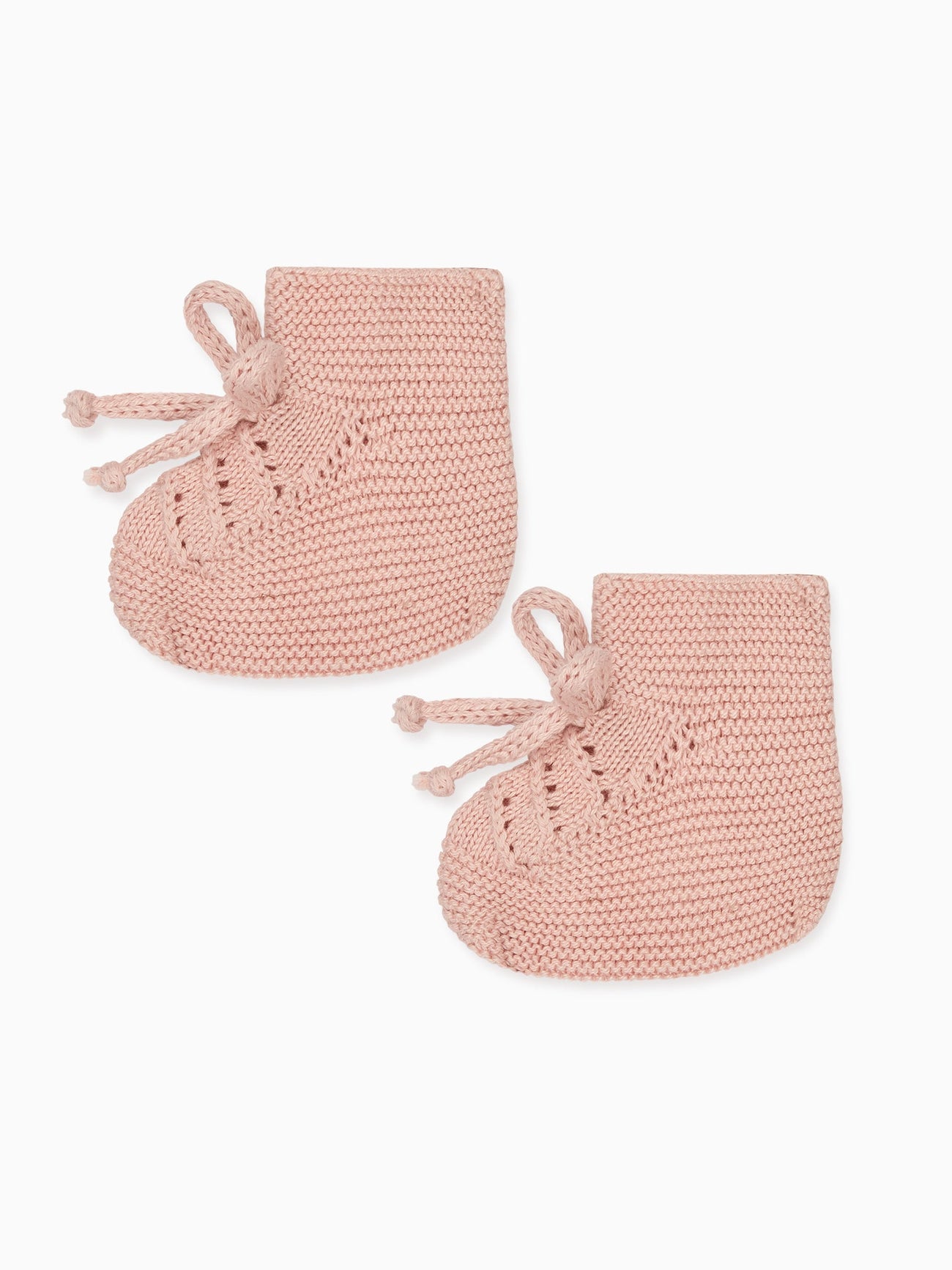 Dusty Pink Rimevera Cotton Baby Girl Knitted Booties