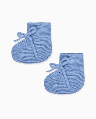 Blue Rimevera Cotton Baby Knitted Booties