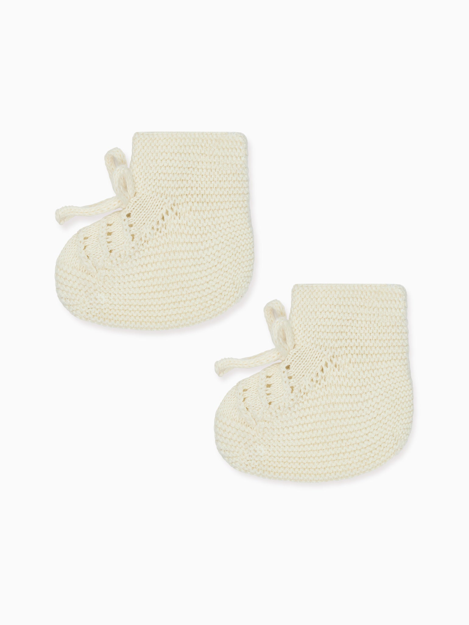 Ivory Rimevera Cotton Baby Knitted Booties