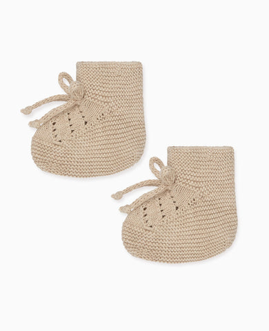 Taupe Rimevera Cotton Baby Knitted Booties