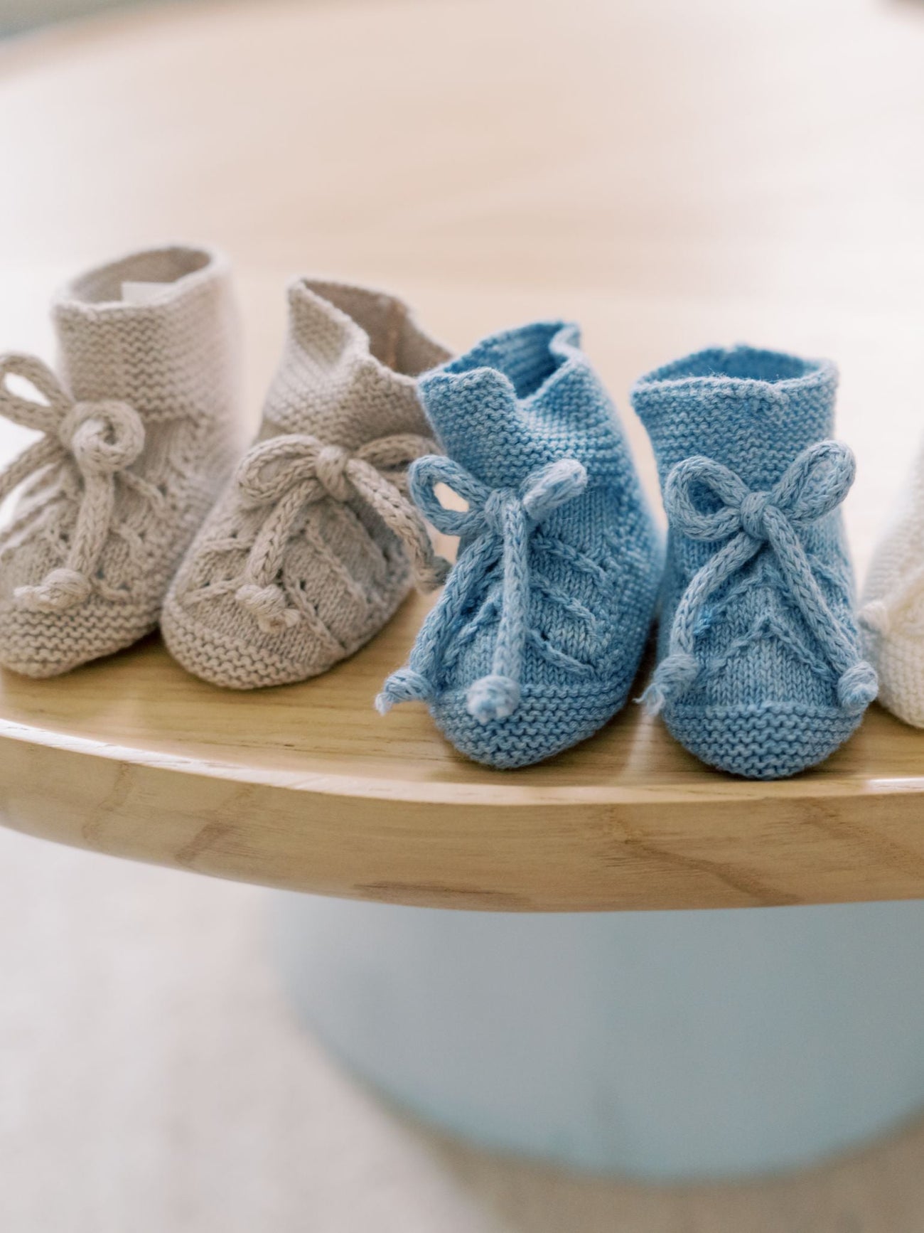 Taupe Rimevera Cotton Baby Knitted Booties