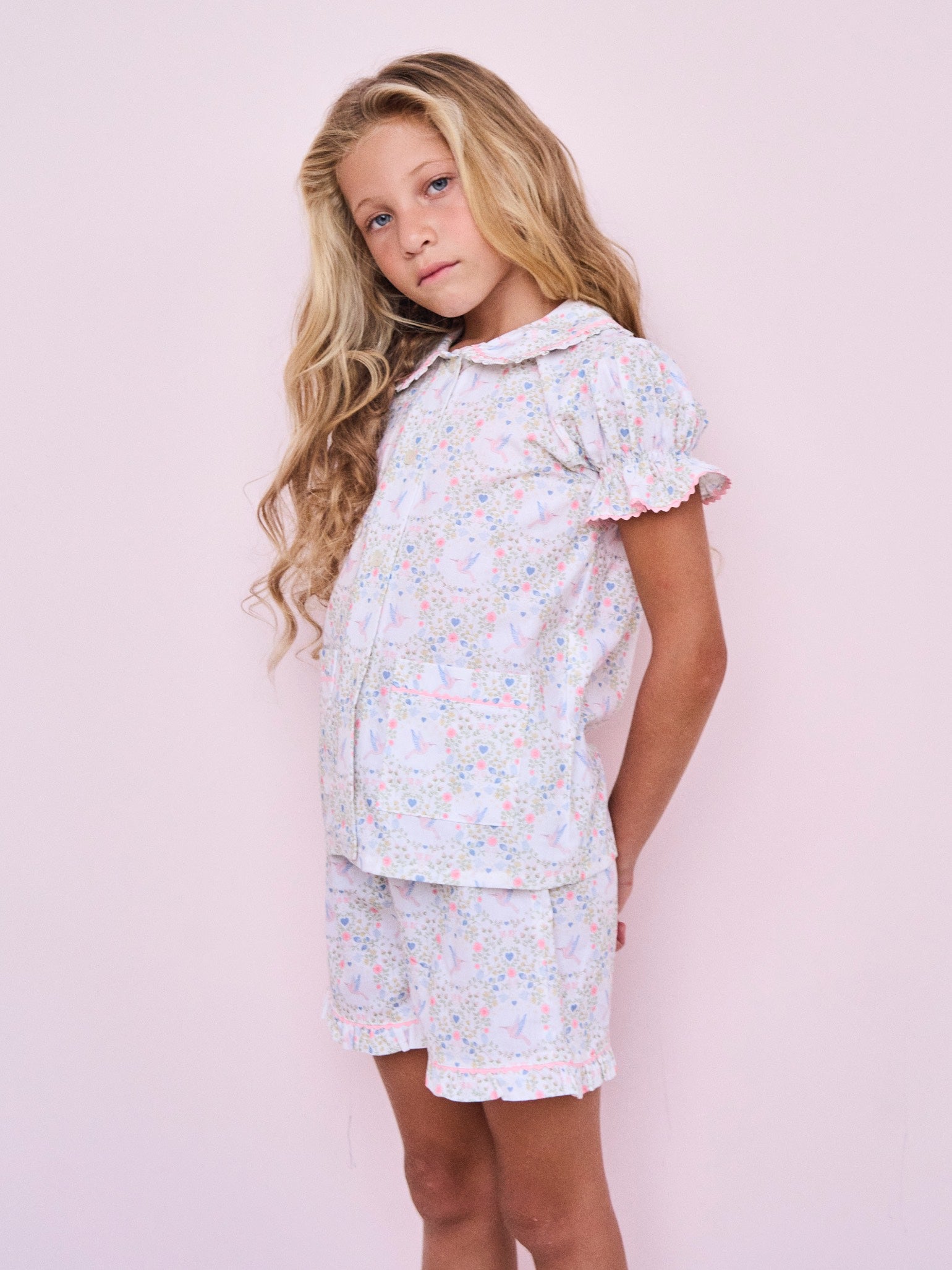 Pink Bird Floral Rinela Girl Pyjamas