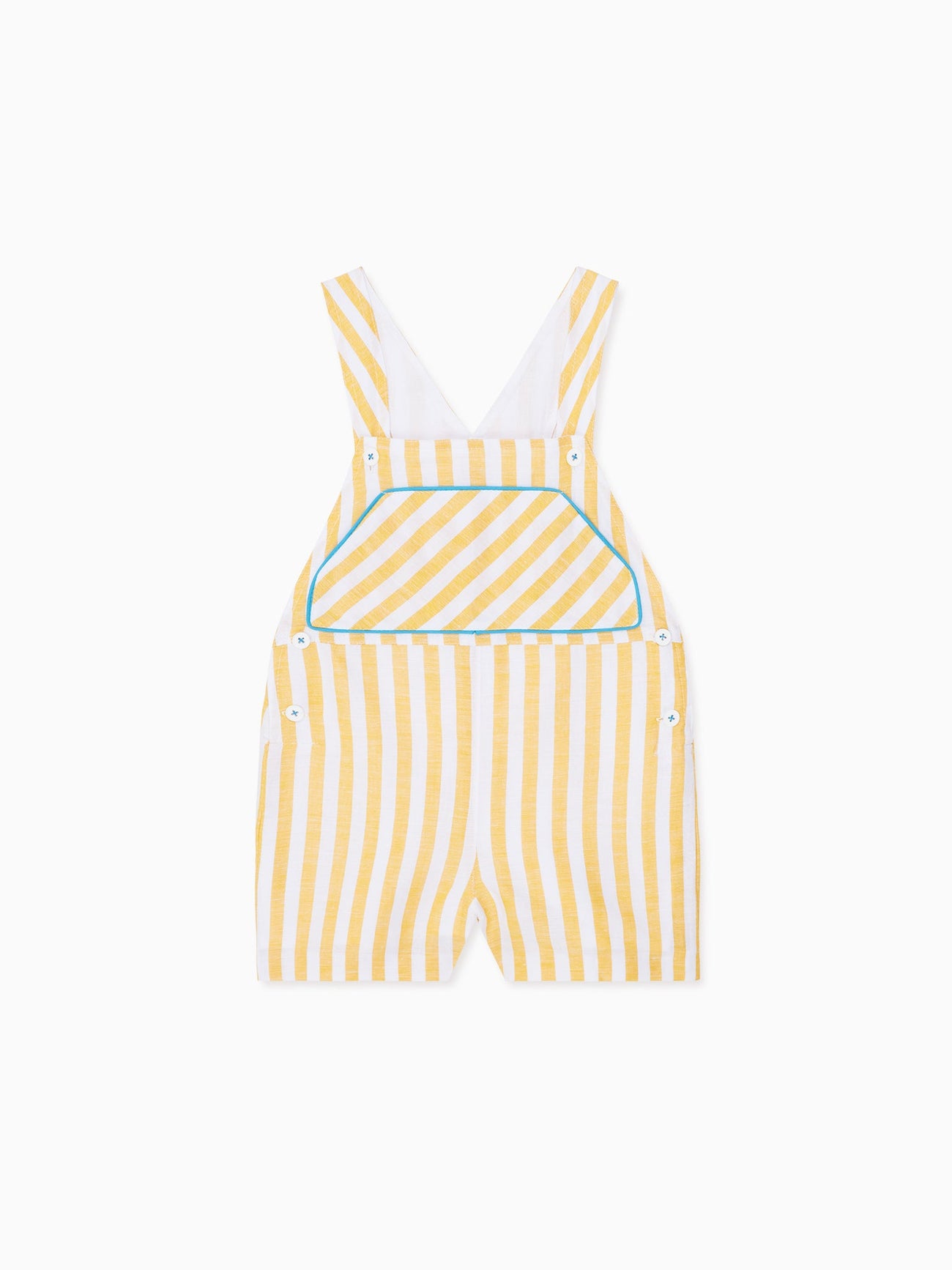 Yellow Stripe Ringo Linen Mix Baby Dungarees