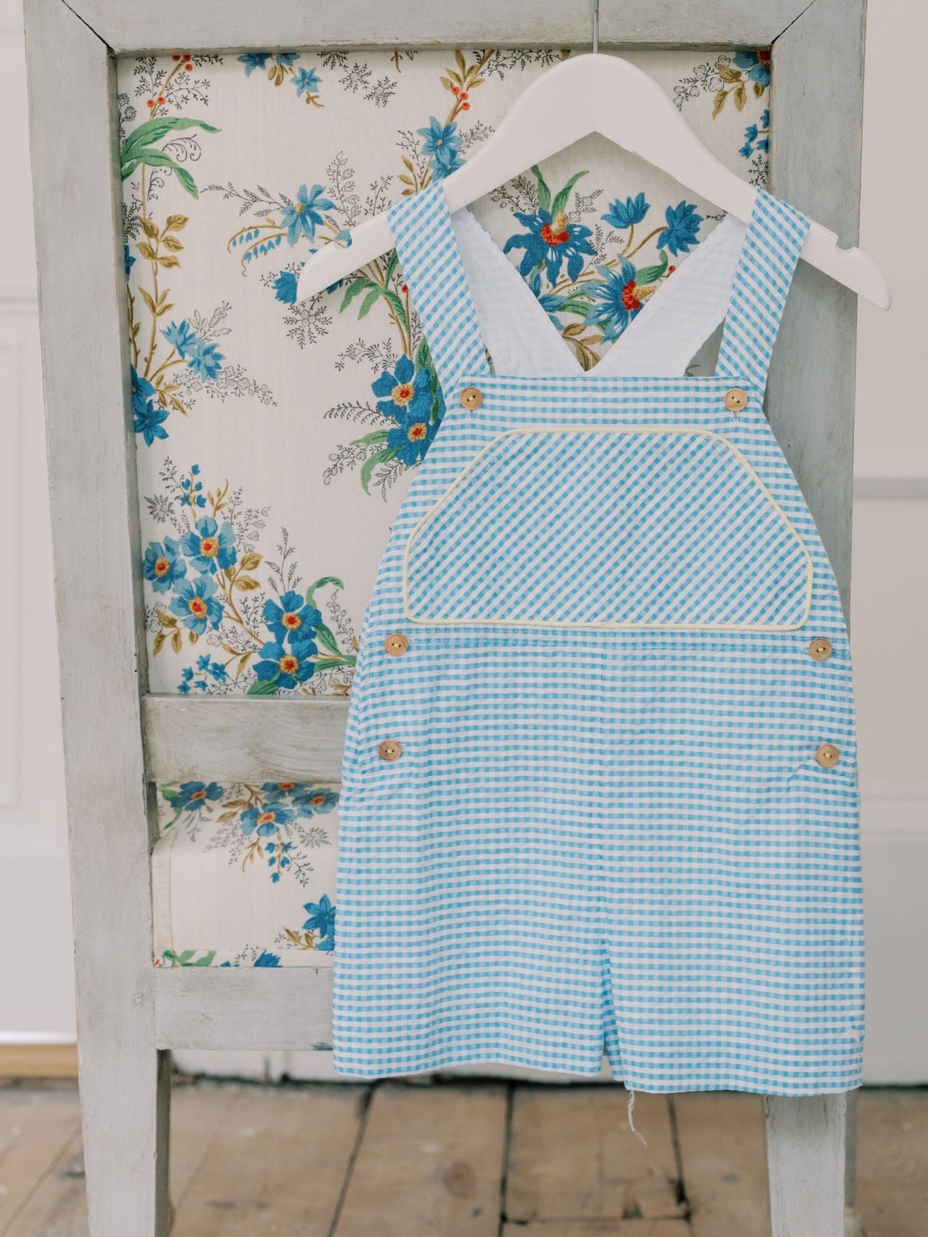 Blue Gingham Ringo Baby Dungarees