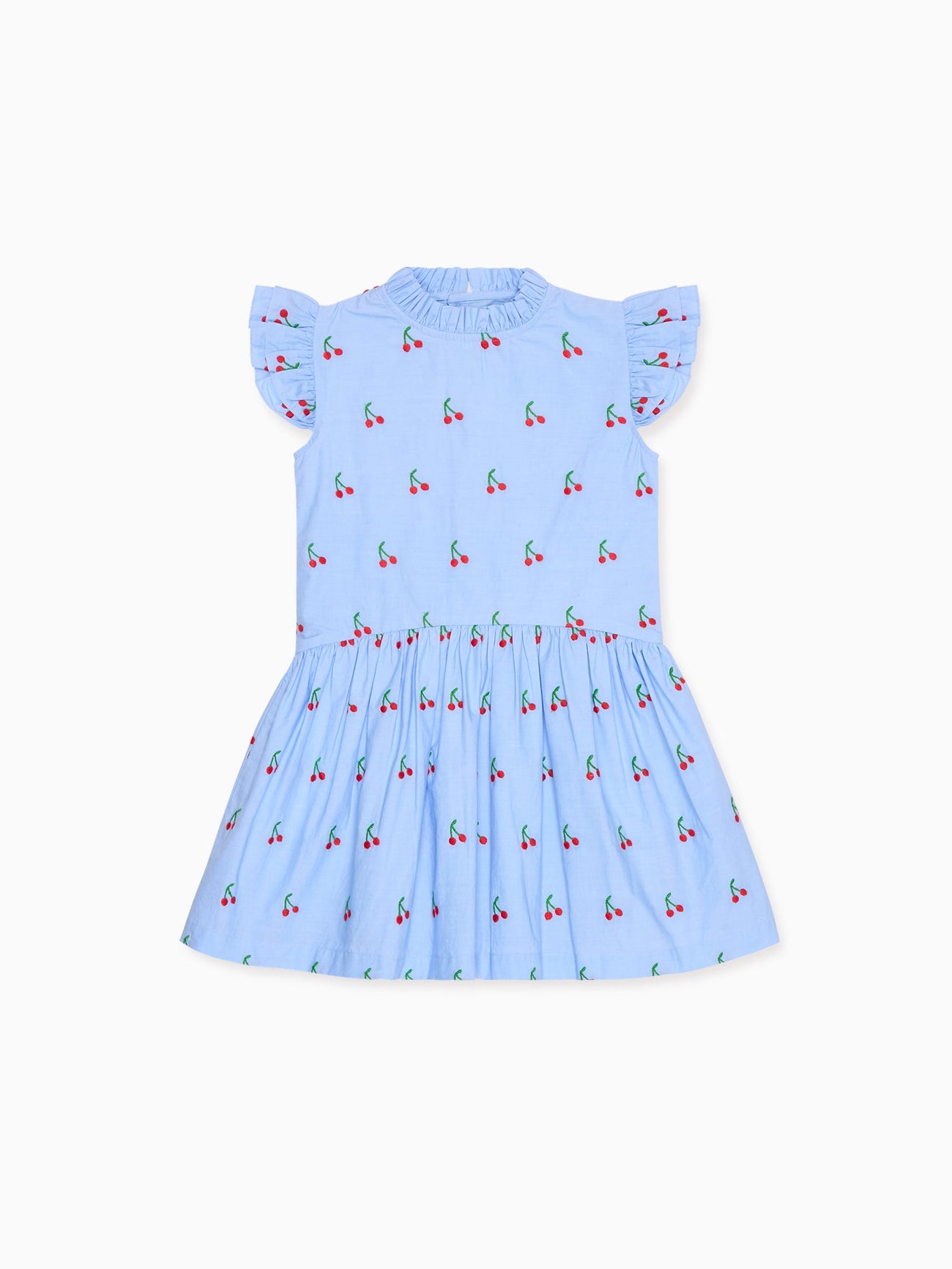 Light Blue Cherry Rita Girl Drop Waist Dress