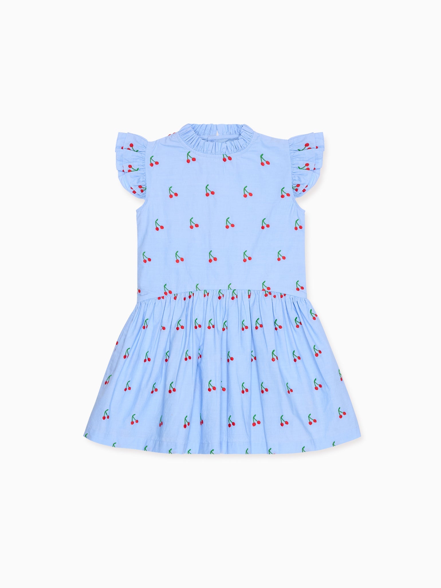 Light Blue Cherry Rita Girl Drop Waist Dress