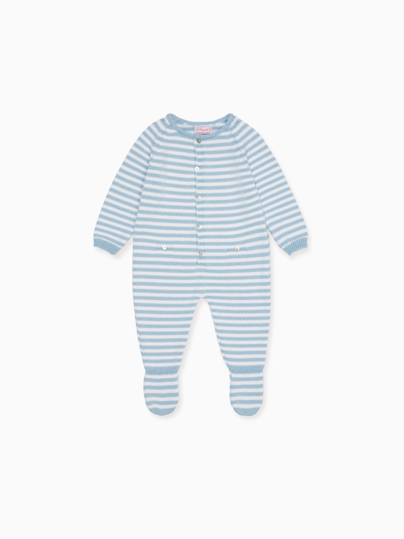 Blue Stripe Rocio Merino Baby Playsuit