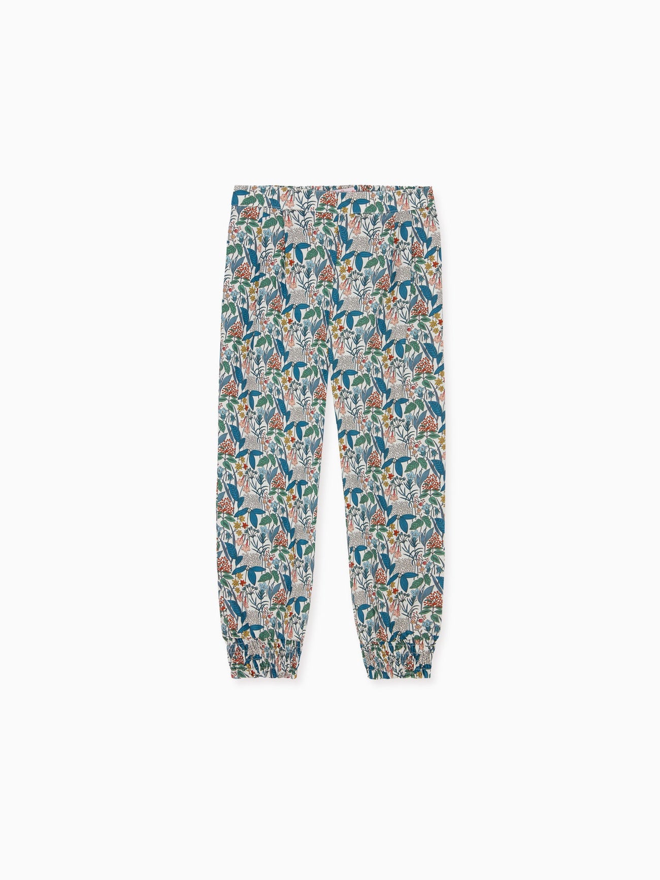 Teal Floral Roda Girl Cotton Trousers