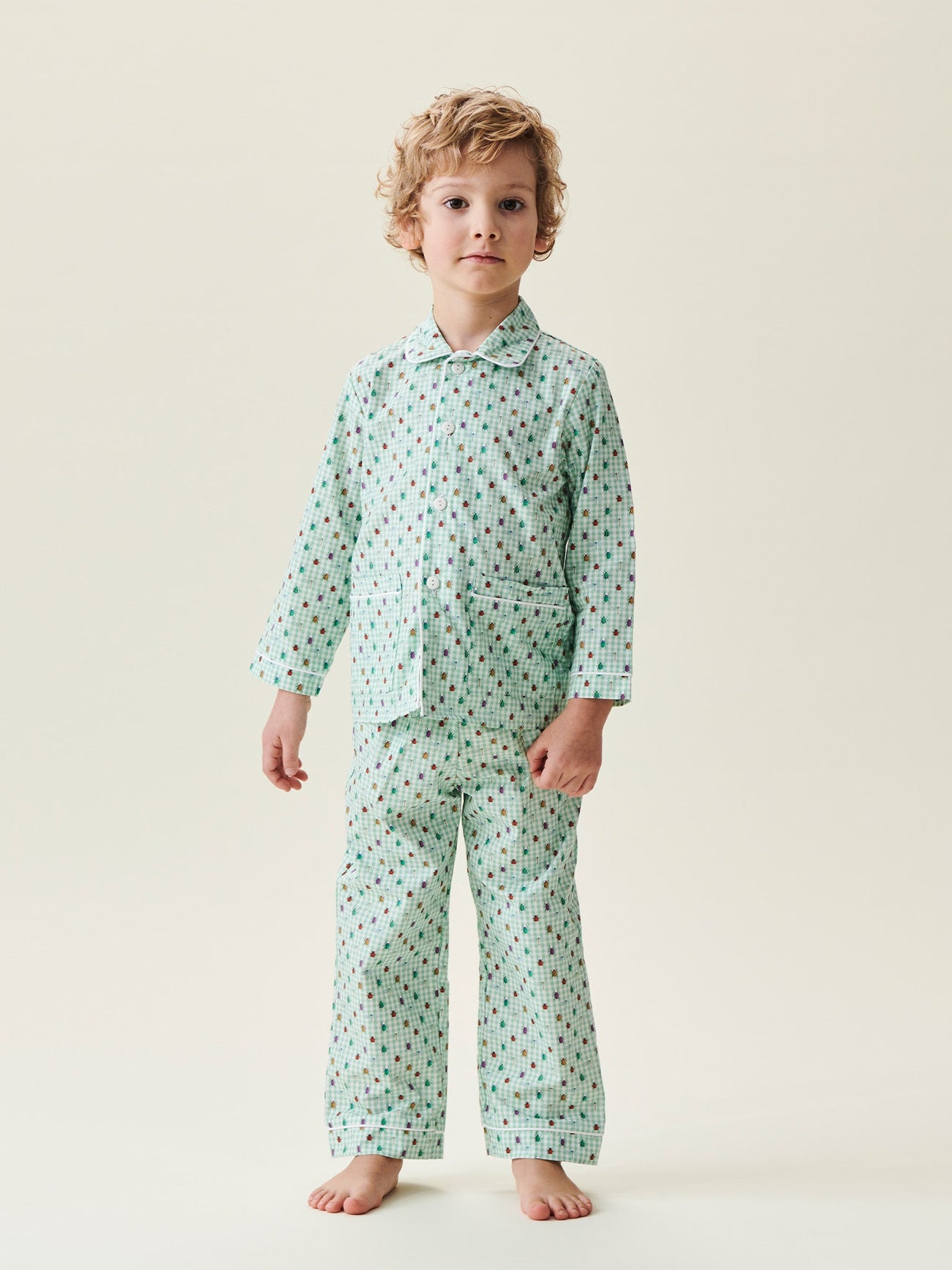 Green Gingham Romera Kids Cotton Pyjamas