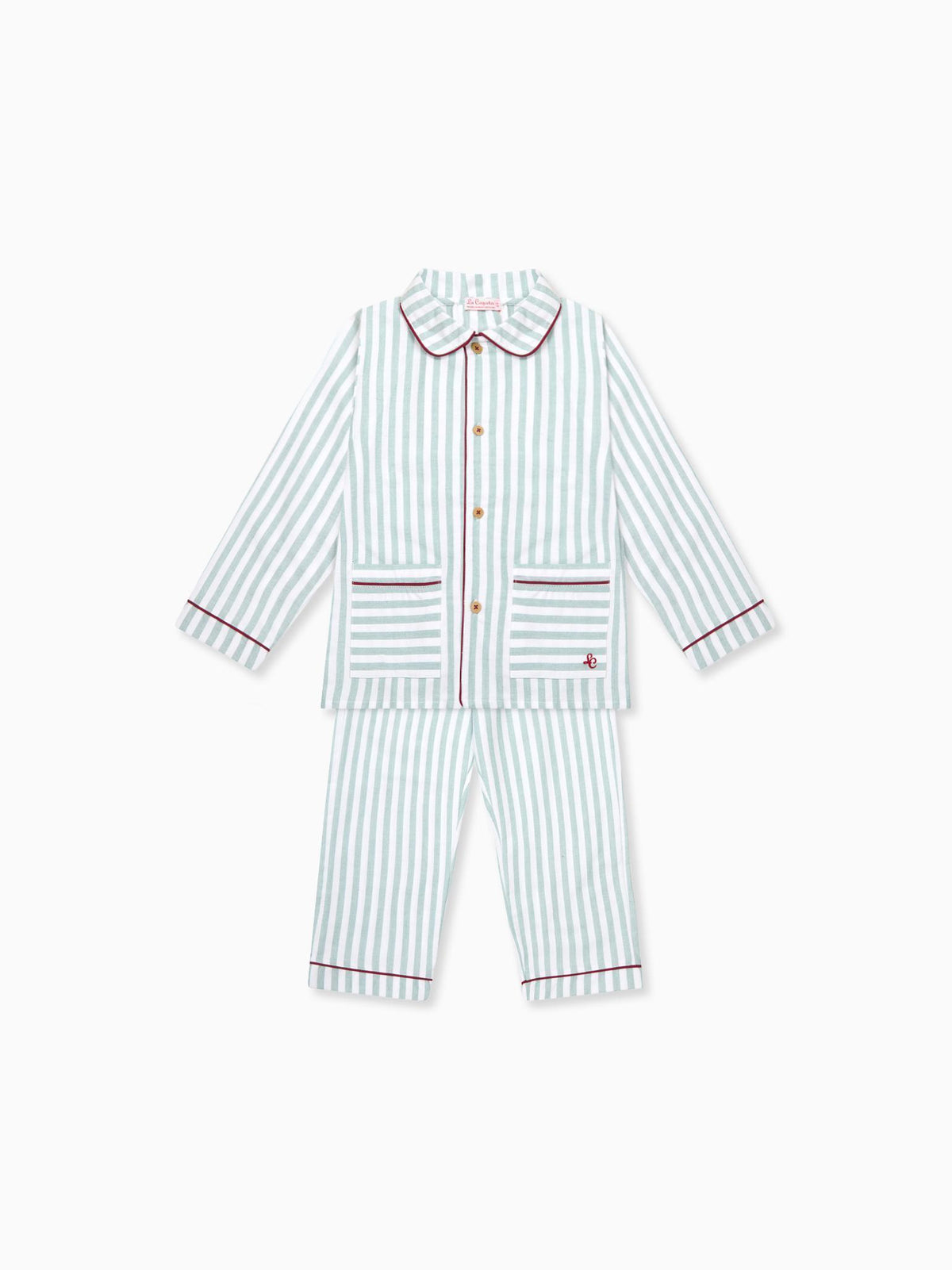 Sage Green Stripe Romero Kids Pyjamas