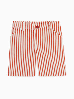 Red Stripe Romo Boy Cotton Shorts