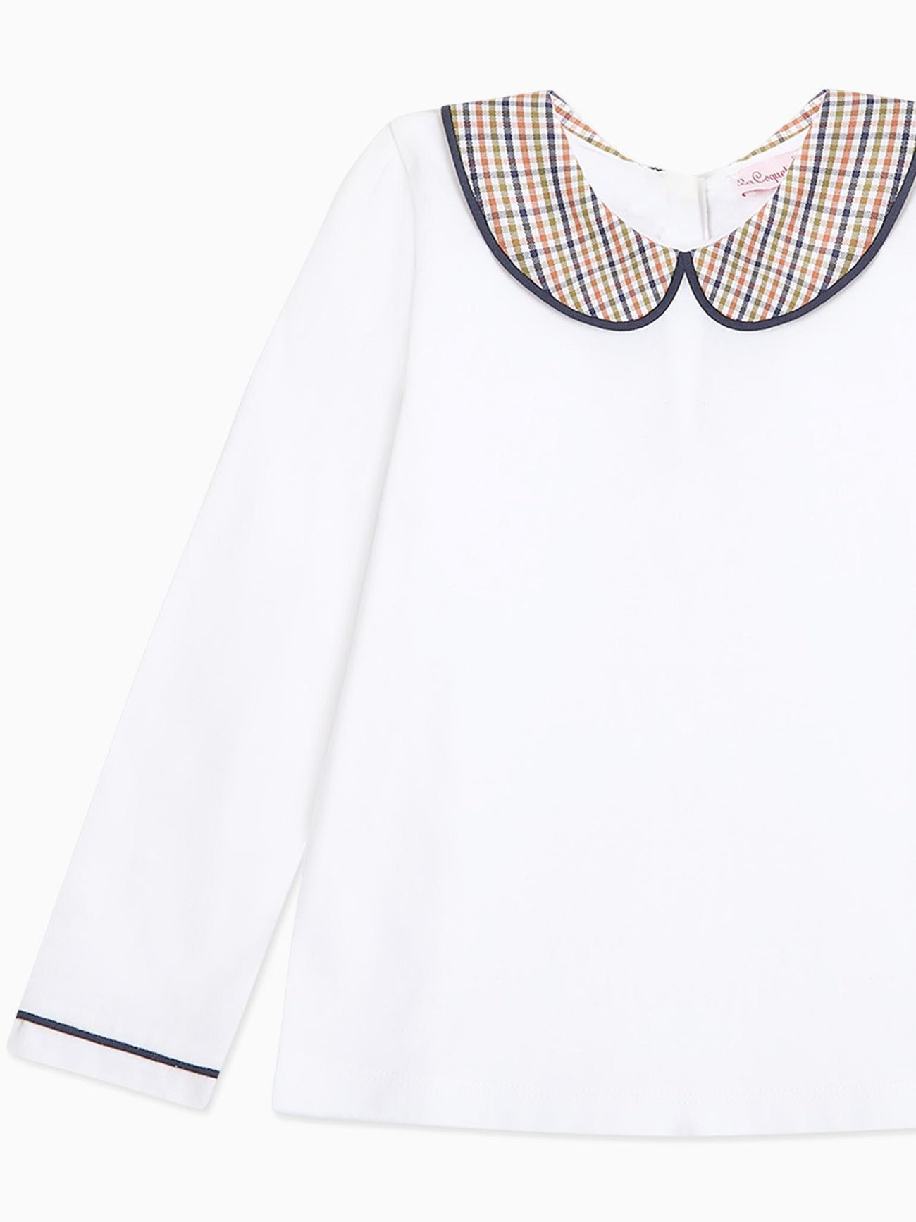 White & Green Check Romo Long Sleeve Baby Top