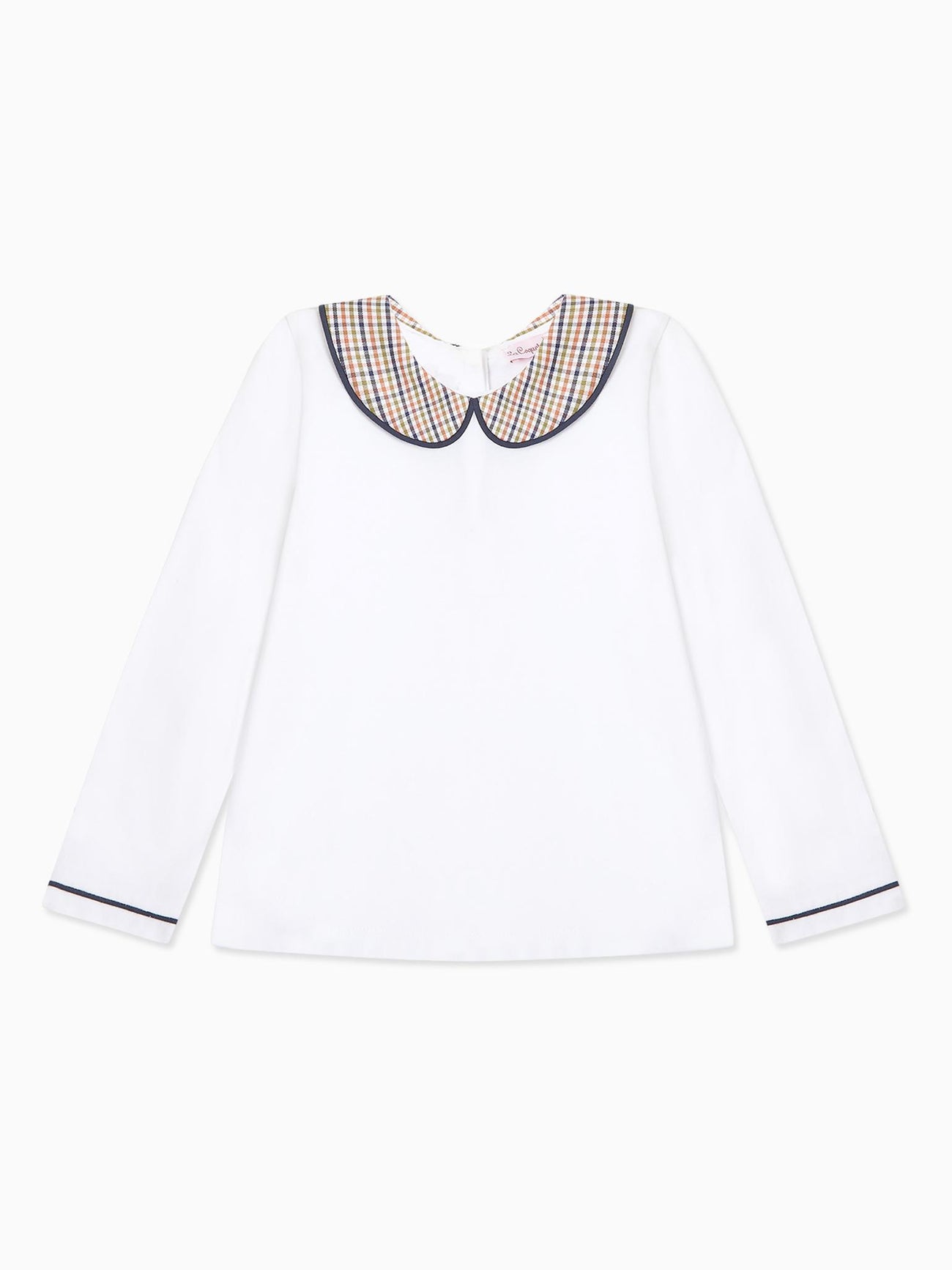 White & Green Check Romo Long Sleeve Baby Top