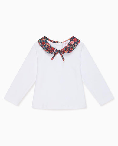 Navy Floral Romo Long Sleeve Baby Girl Top