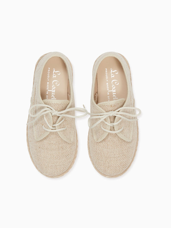 Sand Rowan Canvas Boy Lace Up Espadrille
