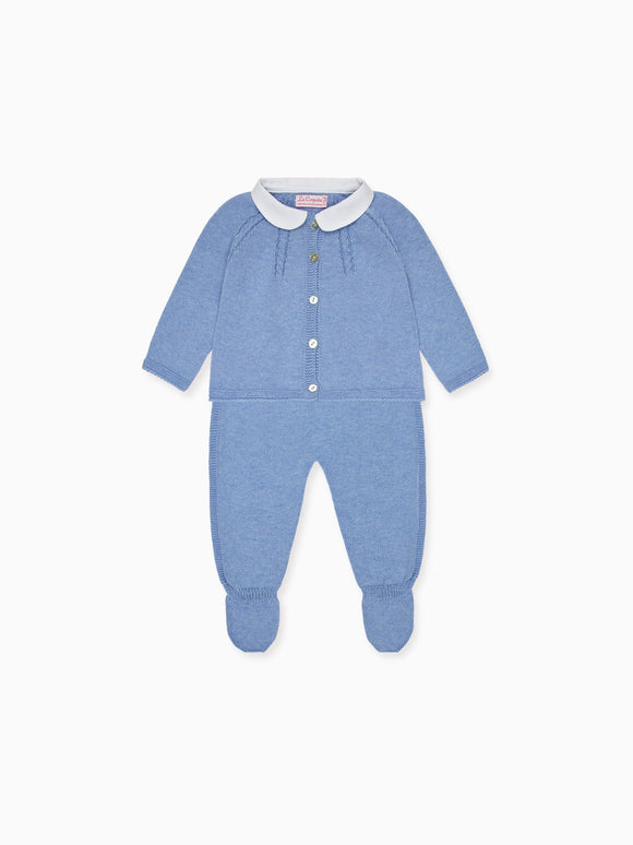 Blue Sanson Cotton Baby Knitted Set