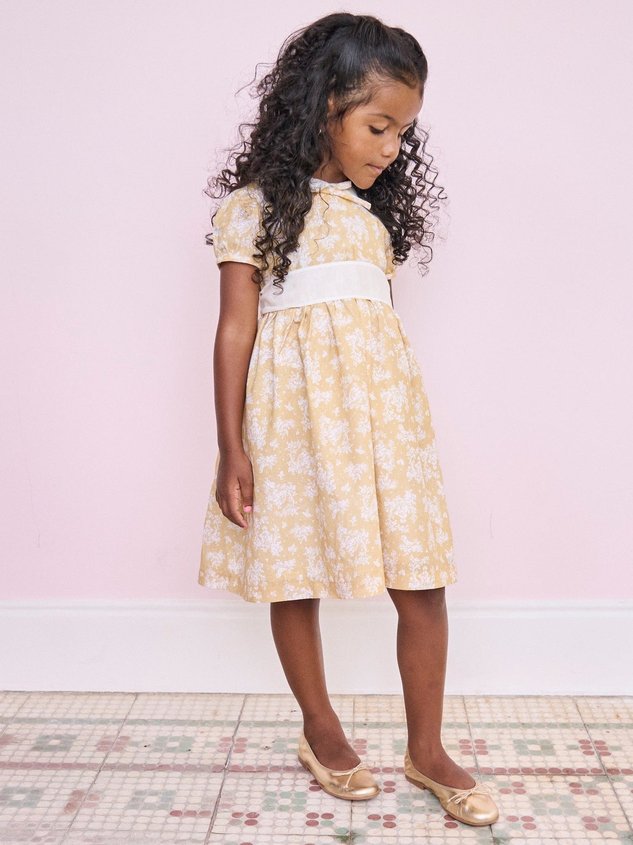 Yellow Toile Sara Girl Dress