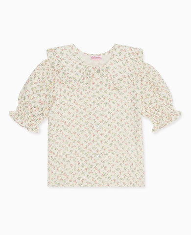 Ivory Floral Sarita Organic Cotton Girl Shirt