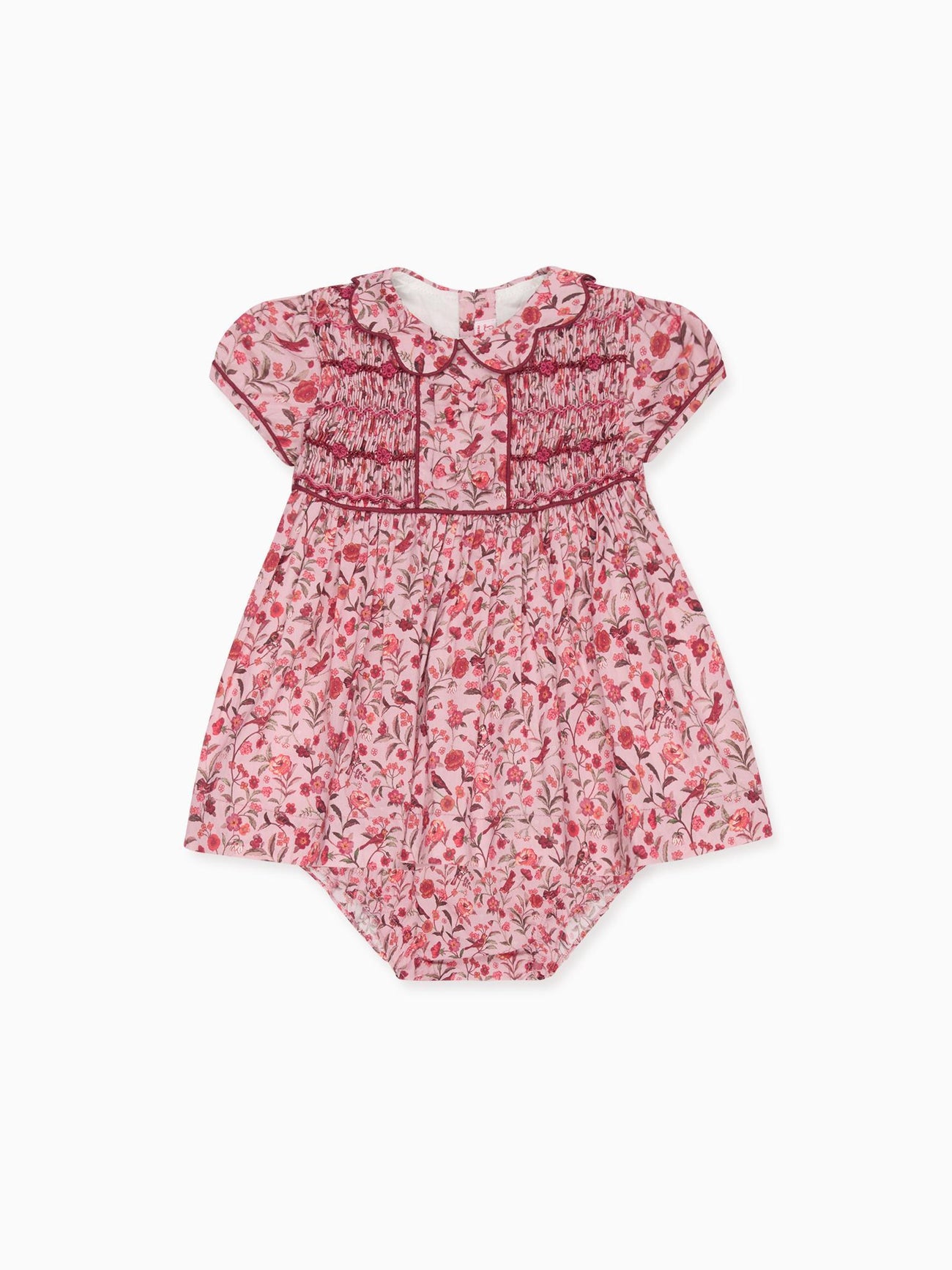 Pink Bird Floral Scarlett Baby Girl Hand-Smocked Set