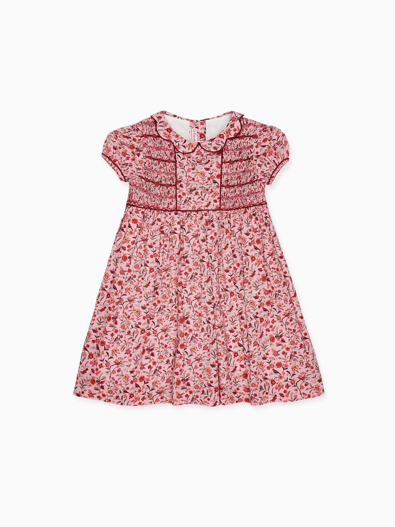 Pink Bird Floral Scarlett Girl Hand-Smocked Dress