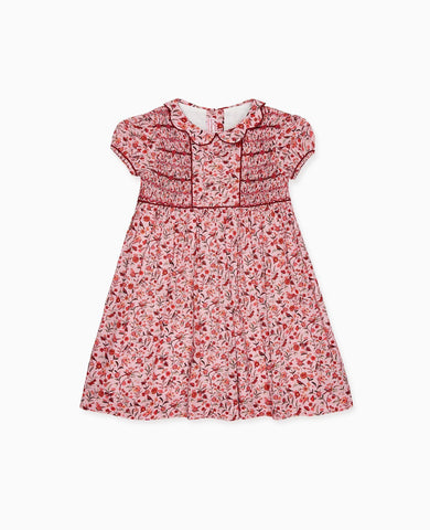 Pink Bird Floral Scarlett Girl Hand-Smocked Dress
