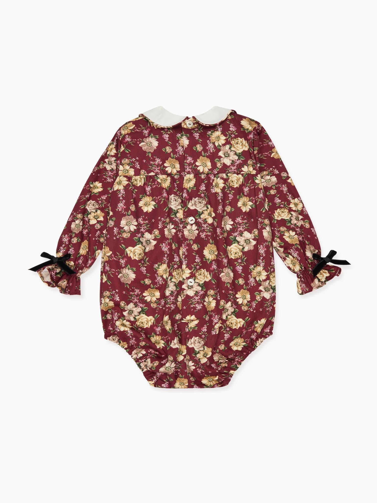 Burgundy Floral Senna Baby Girl Romper