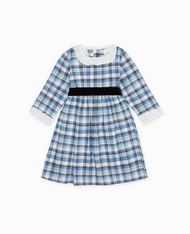 Blue Check Silas Girl Dress