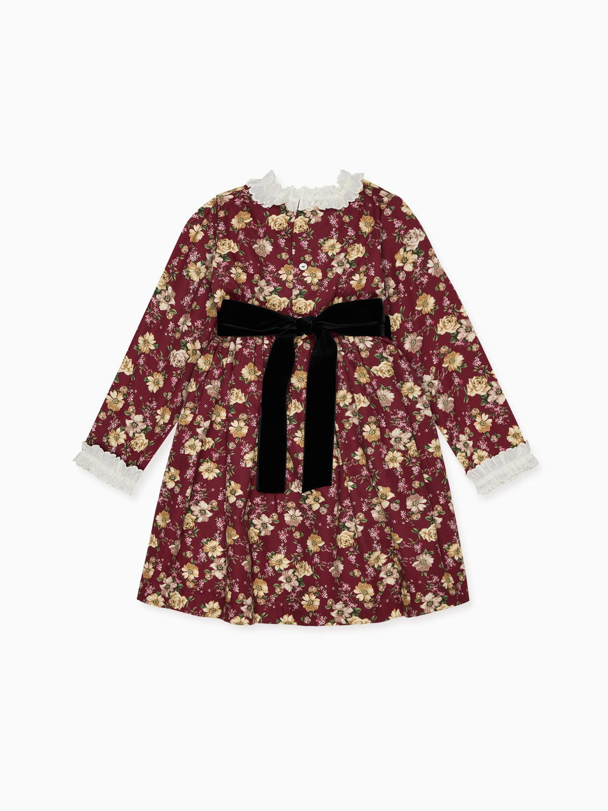 Burgundy Floral Silas Girl Dress