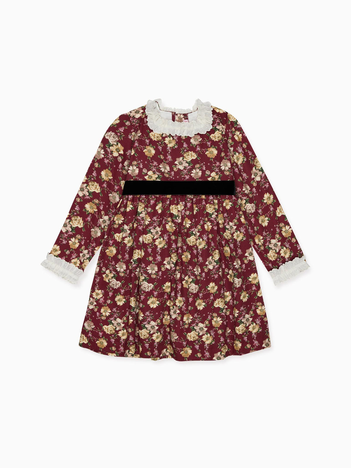 Burgundy Floral Silas Girl Dress