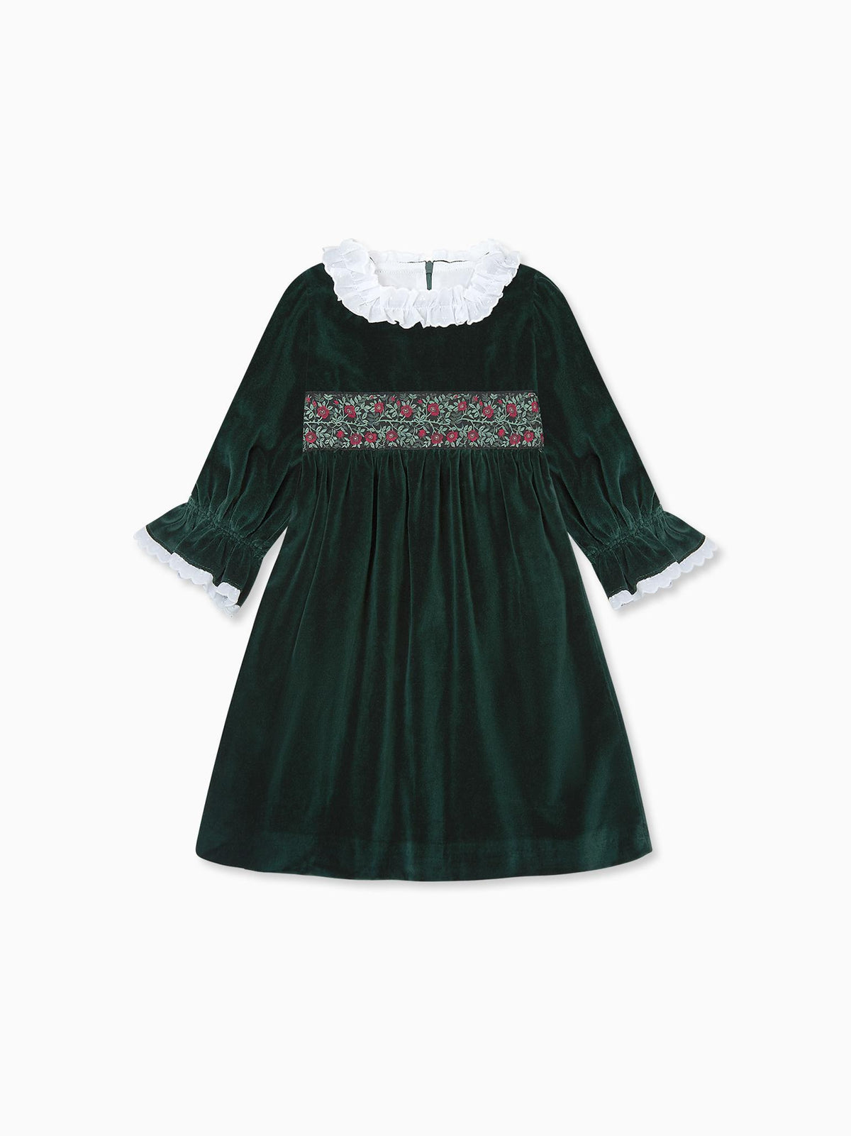 Dark Green Silas Velvet Girl Dress