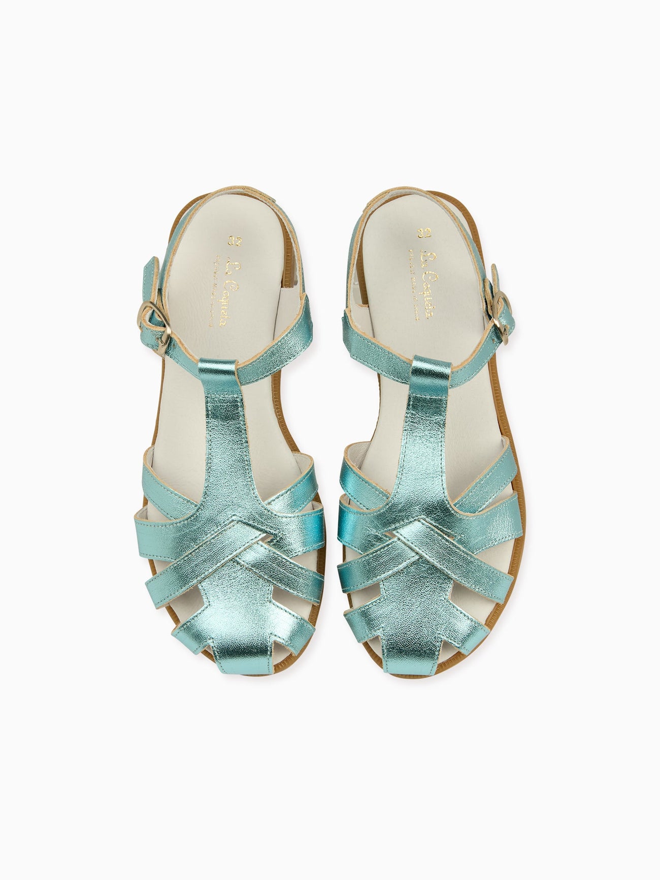 Metallic Blue Sofia Leather Girl Sandals