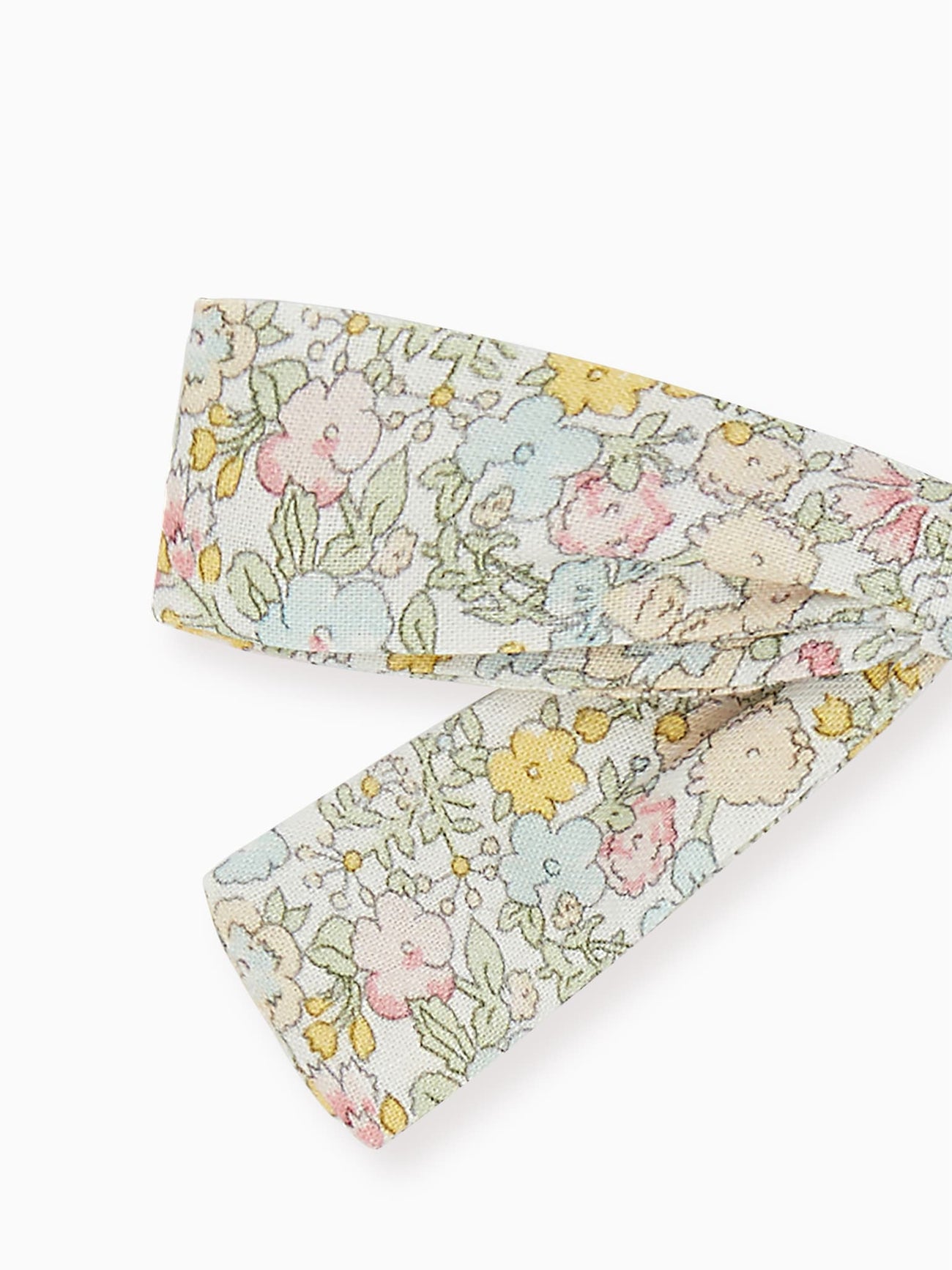 Green Floral Soft Ribbon Bow Clip