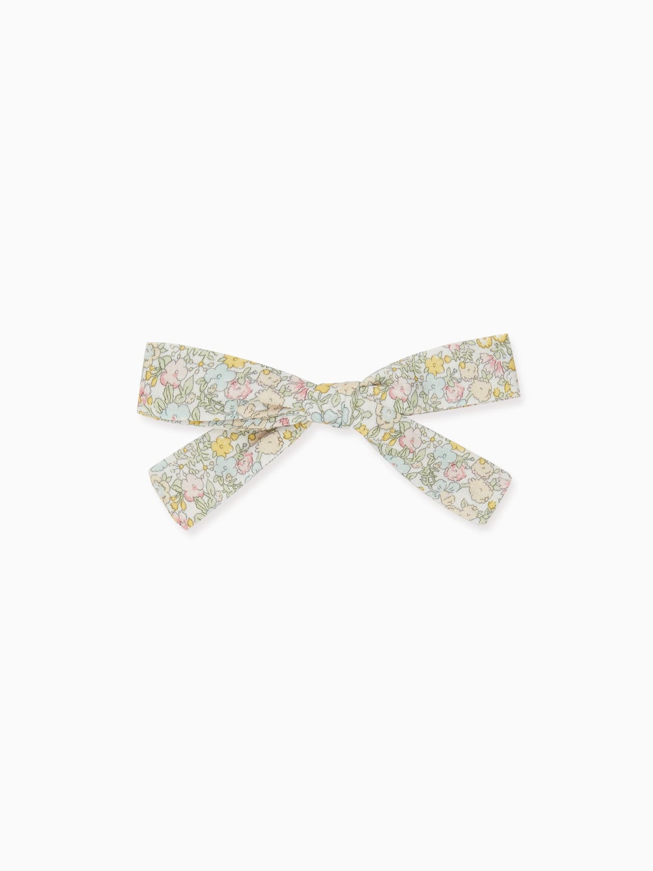 Green Floral Soft Ribbon Bow Clip