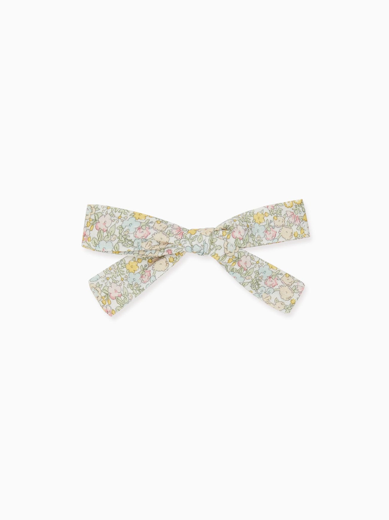 Green Floral Soft Ribbon Bow Girl Clip