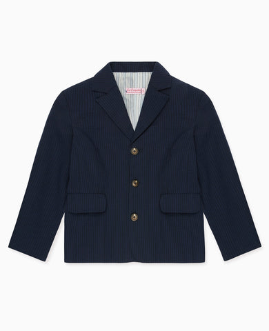 Navy Seersucker Sybil Boy Jacket