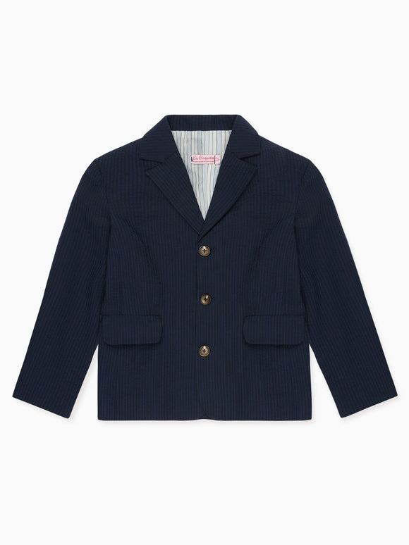 Navy Seersucker Sybil Boy Jacket