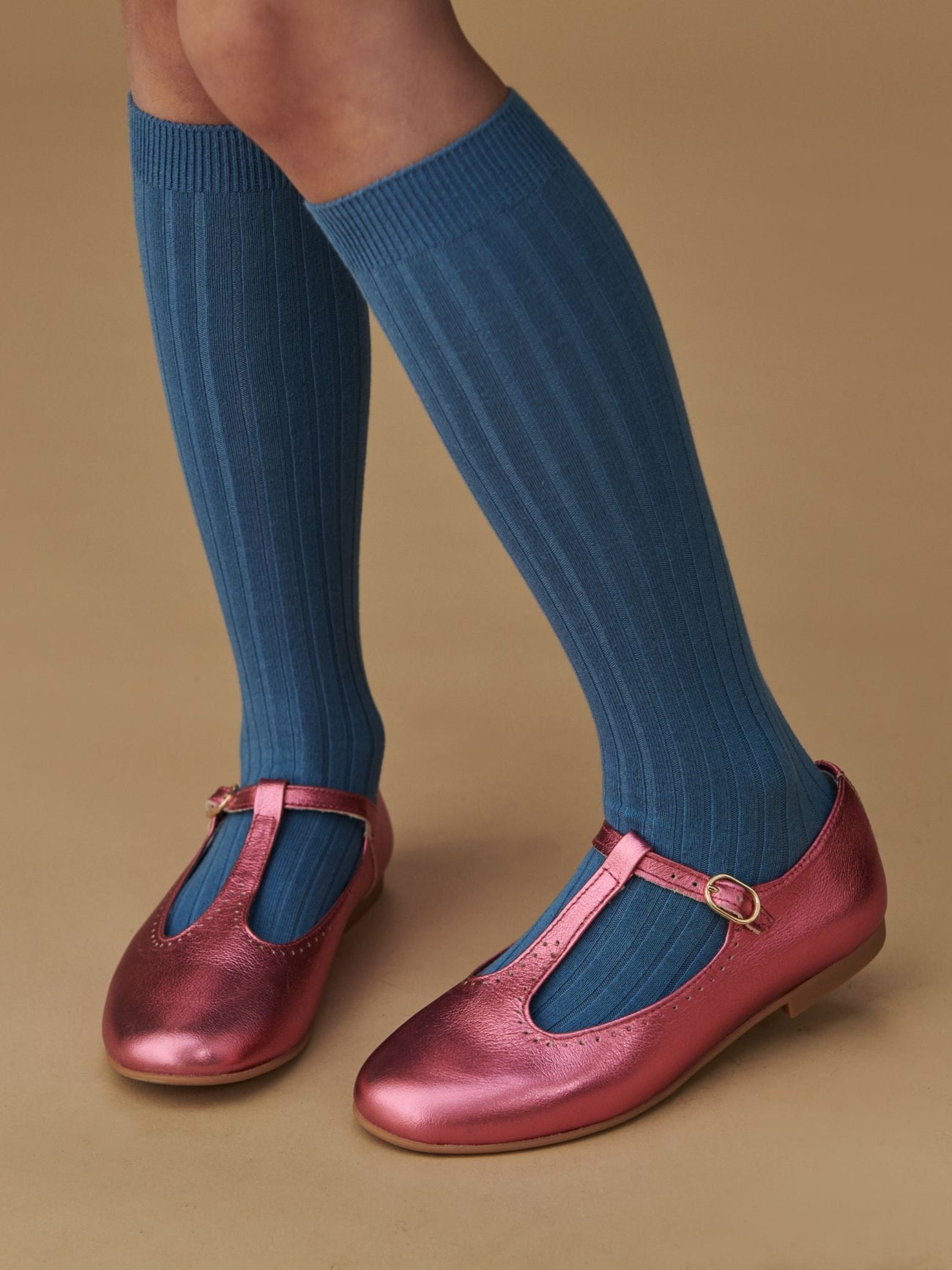 Metallic Pink Girl T-Bar Shoes