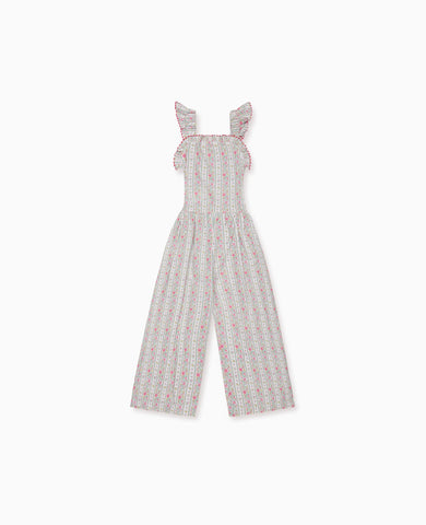 Fuchsia Pink Floral Stripe Maeve Girl Jumpsuit