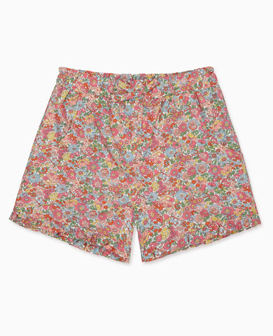 Coral Floral Flores Cotton Girl Made With Liberty Fabric Shorts