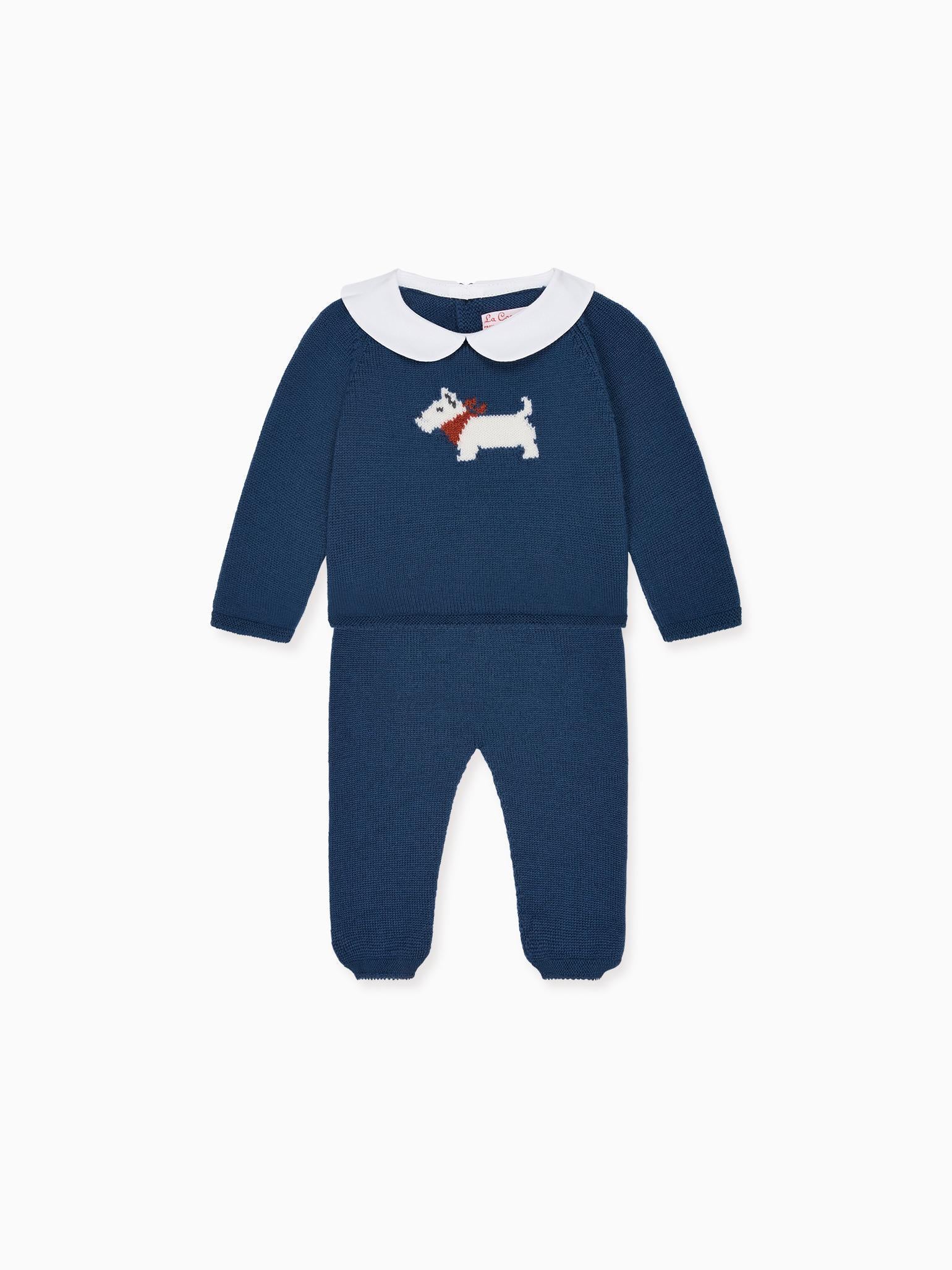 Petrol Blue Ellis Merino Baby Knitted Set