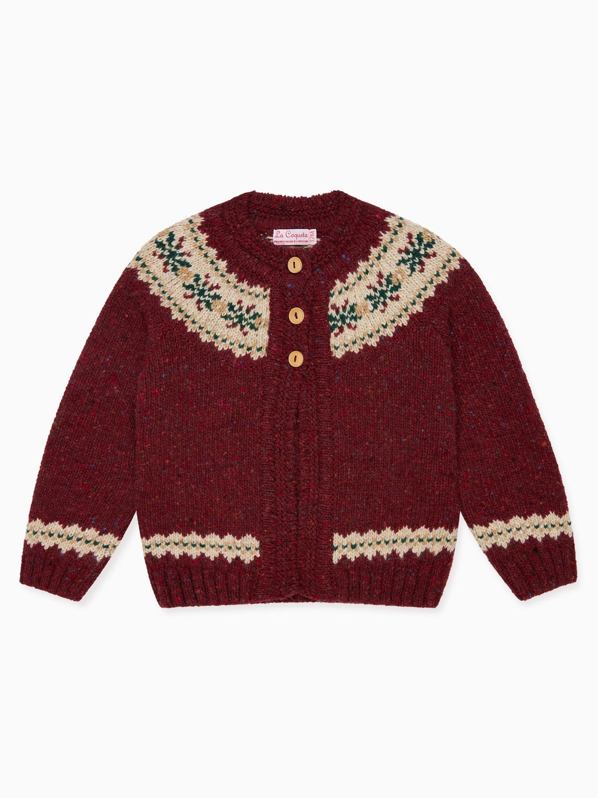 Burgundy Taylor Merino Fair Isle Baby Cardigan