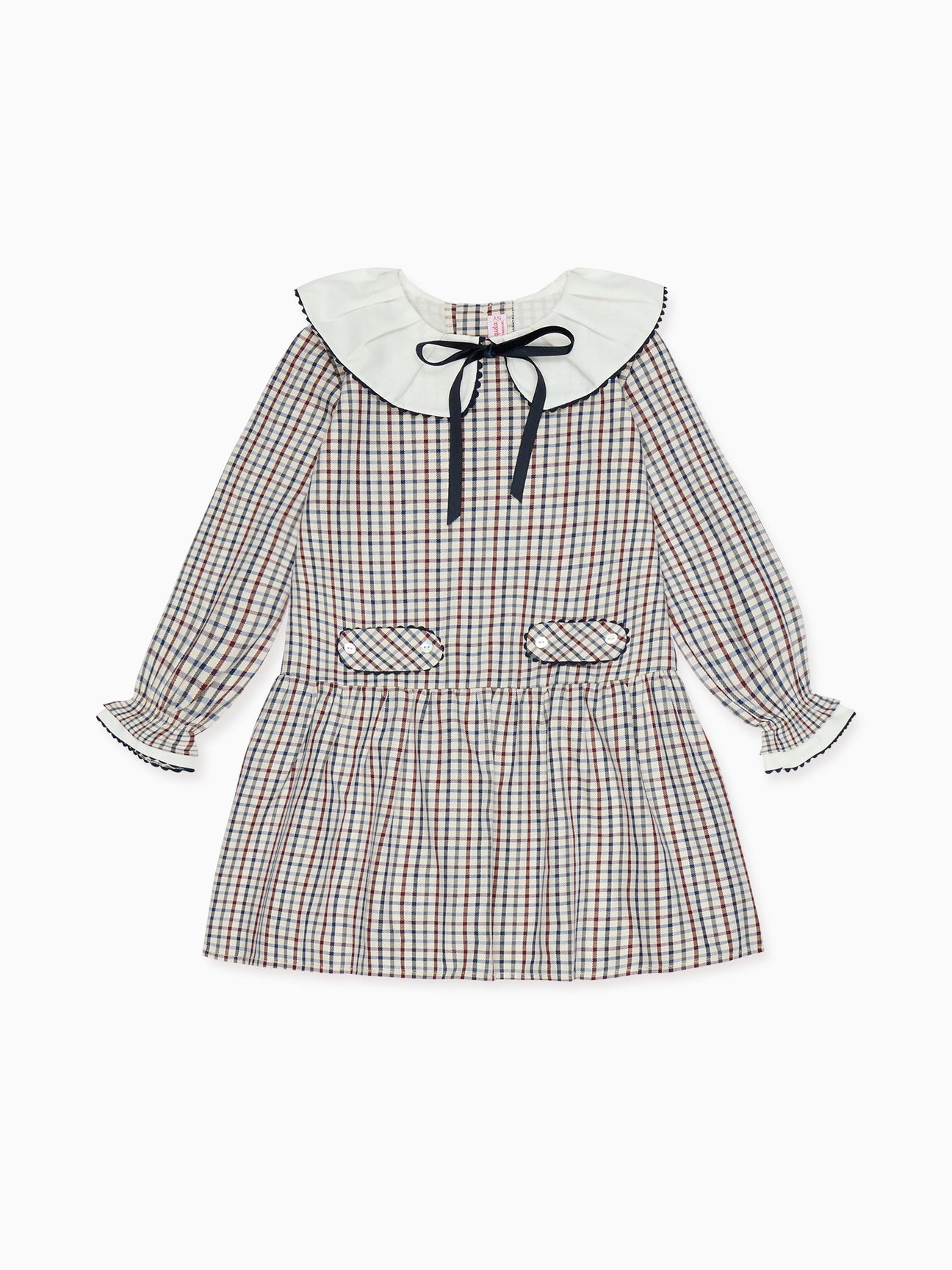 Burgundy Check Tessa Girl Dress La Coqueta Kids