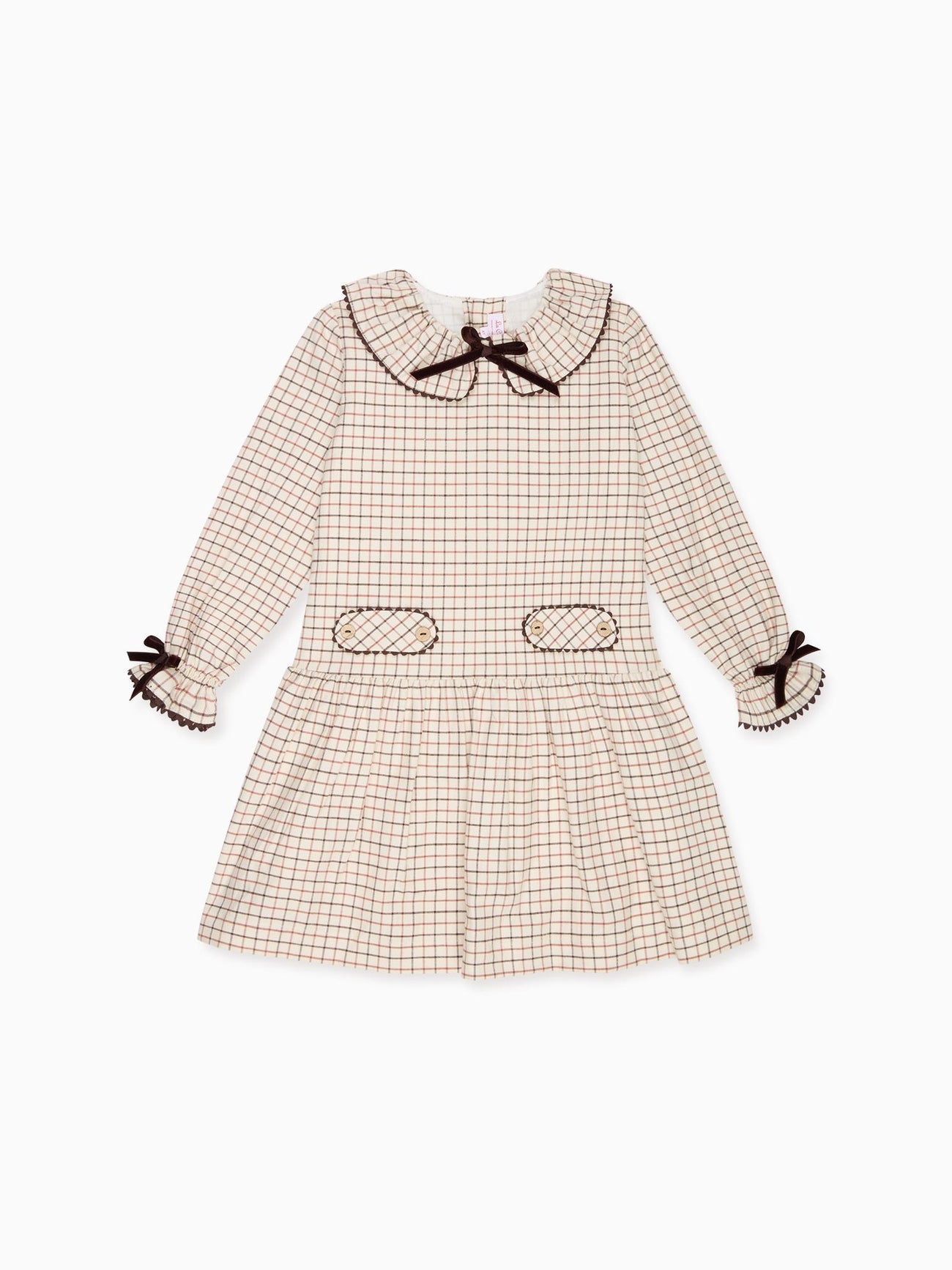 Caramel Check Tessa Girl Drop Waist Dress