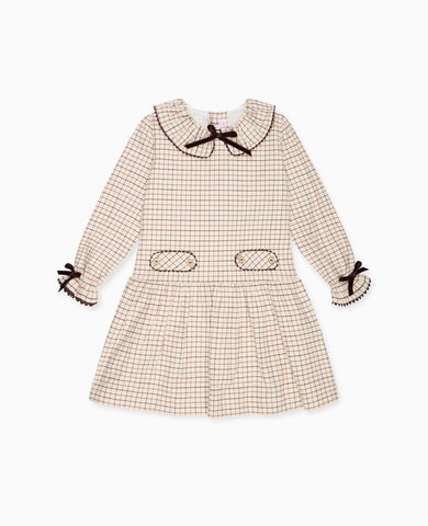 Caramel Check Tessa Girl Drop Waist Dress